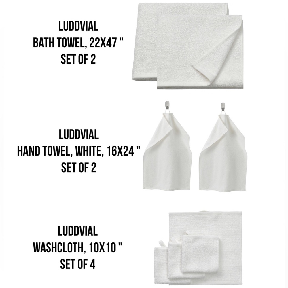 LUDDVIAL White Cotton Towel Set For 2 (8 Pcs)